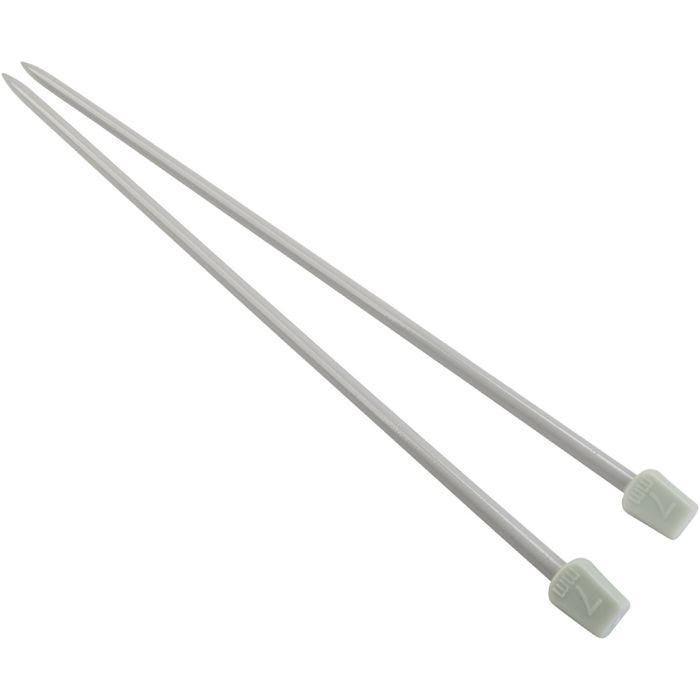 Strikkepinner av aluminium, L: 30 cm, str. 7 mm, 2 stk./ 1 sett