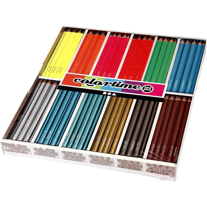 Colortime Fargeblyanter, L: 17,45 cm, mine 3 mm, metallic farger, neonfarger, 144 stk./ 1 pk.
