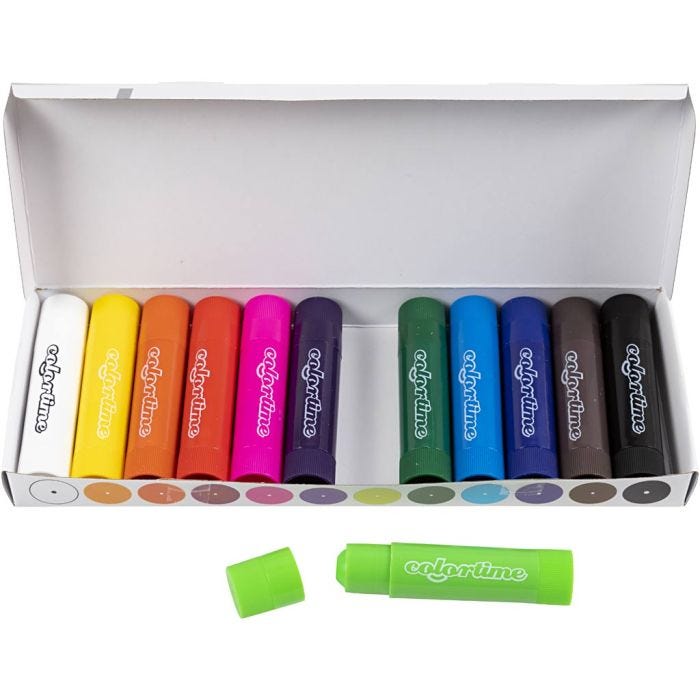 Soft Color Stick, L: 8 cm, ass. farger, 12 stk./ 1 pk.