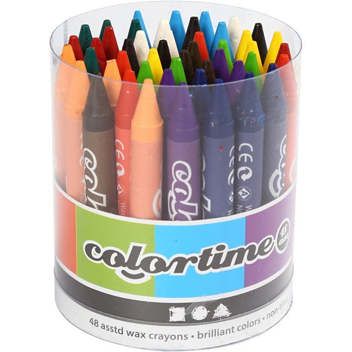Colortime Fargekritt, L: 10 cm, tykkelse 11 mm, ass. farger, 48 stk./ 1 pk.