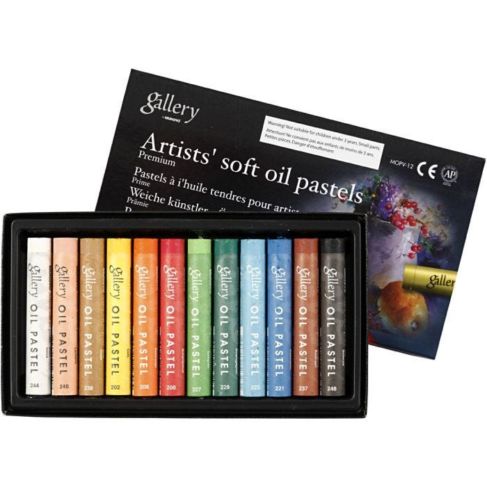 Gallery Oljepastell Premium, L: 7 cm, tykkelse 10 mm, ass. farger, 12 stk./ 1 pk.