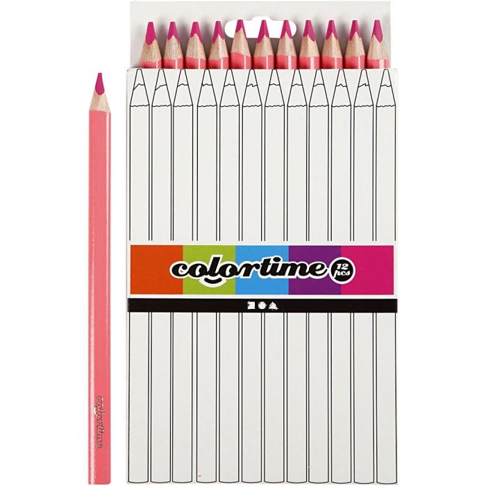 Fargeblyanter, L: 17,45 cm, mine 5 mm, JUMBO, pink, 12 stk./ 1 pk.