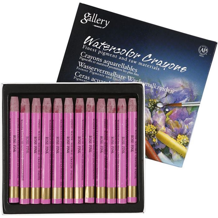 Gallery Akvarell, L: 9,3 cm, tykkelse 8 mm, frisk pink (316), 12 stk./ 1 pk.