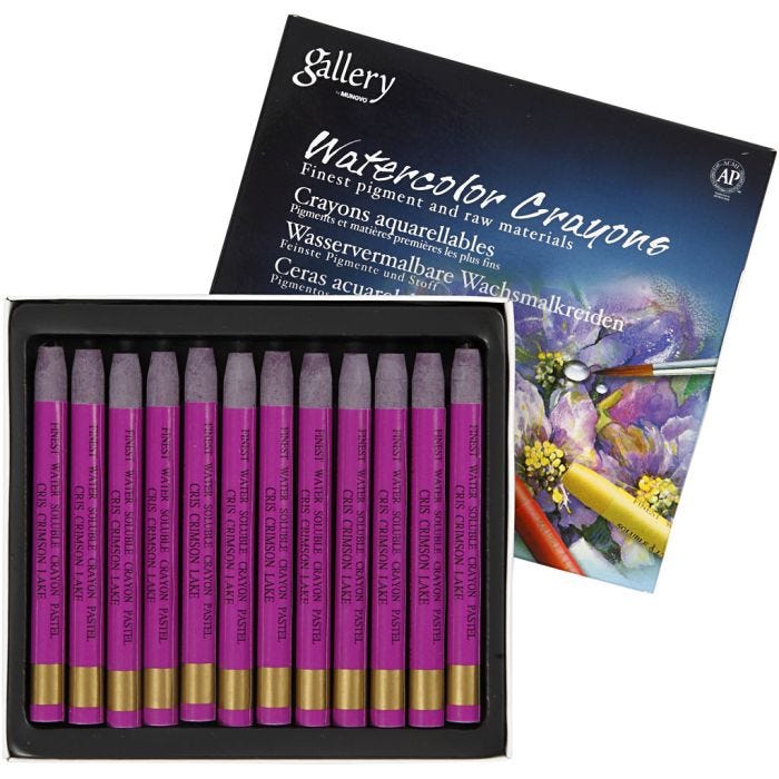 Gallery Akvarell, L: 9,3 cm, tykkelse 8 mm, mørk pink (314), 12 stk./ 1 pk.