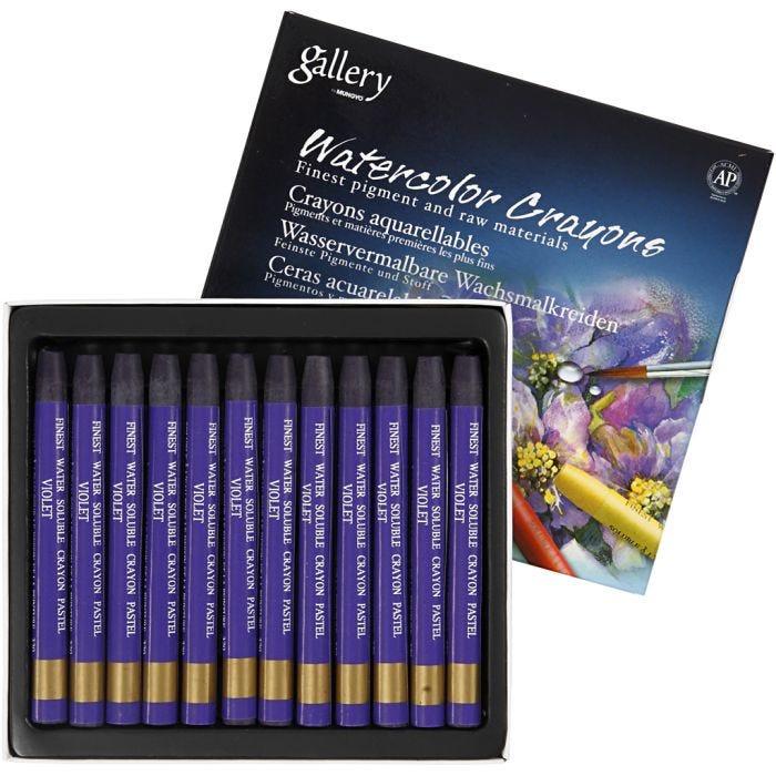 Gallery Akvarell, L: 9,3 cm, tykkelse 8 mm, violet (320), 12 stk./ 1 pk.