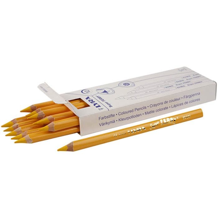 Super Ferby 1 fargeblyanter, L: 18 cm, mine 6,25 mm, gul, 12 stk./ 1 pk.