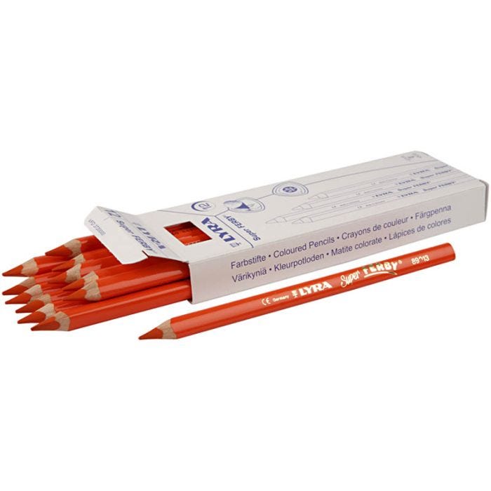 Super Ferby 1 fargeblyanter, L: 18 cm, mine 6,25 mm, orange, 12 stk./ 1 pk.
