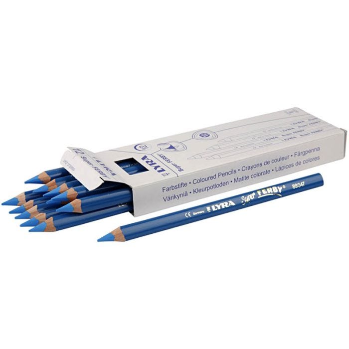 Super Ferby 1 fargeblyanter, L: 18 cm, mine 6,25 mm, blå, 12 stk./ 1 pk.