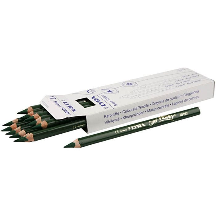 Super Ferby 1 fargeblyanter, L: 18 cm, mine 6,25 mm, grønn, 12 stk./ 1 pk.