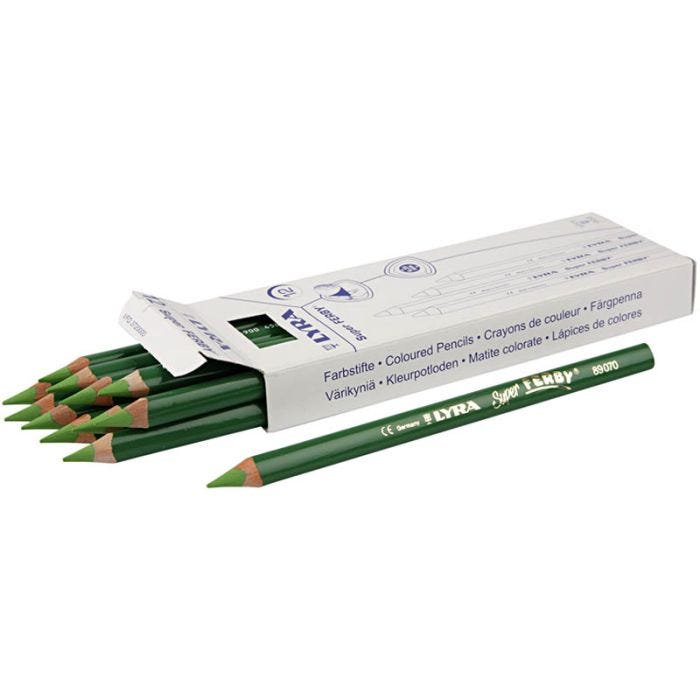 Super Ferby 1 fargeblyanter, L: 18 cm, mine 6,25 mm, lys grønn, 12 stk./ 1 pk.