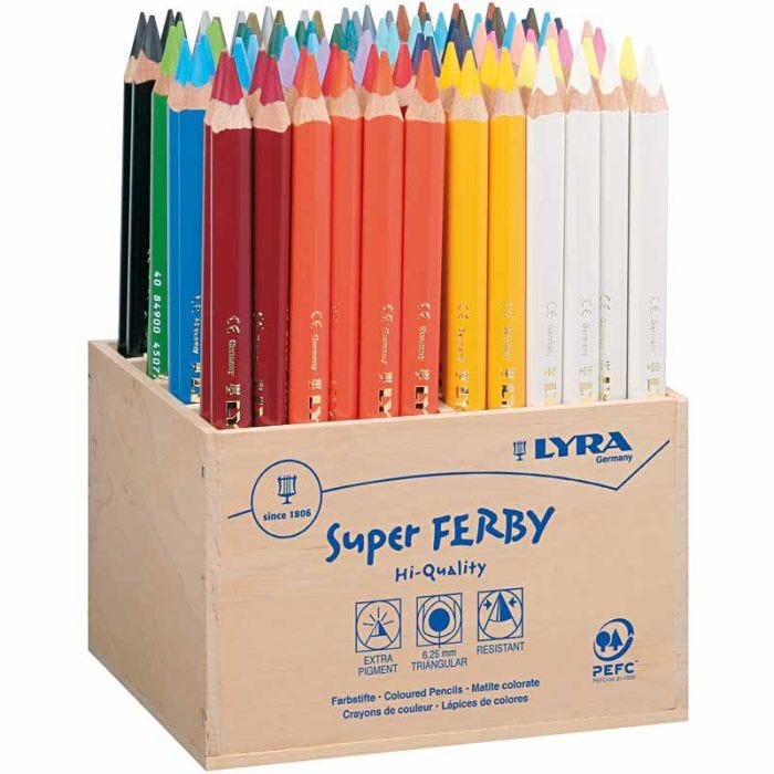 Super Ferby 1 fargeblyanter, L: 18 cm, mine 6,25 mm, ass. farger, 96 stk./ 1 pk.