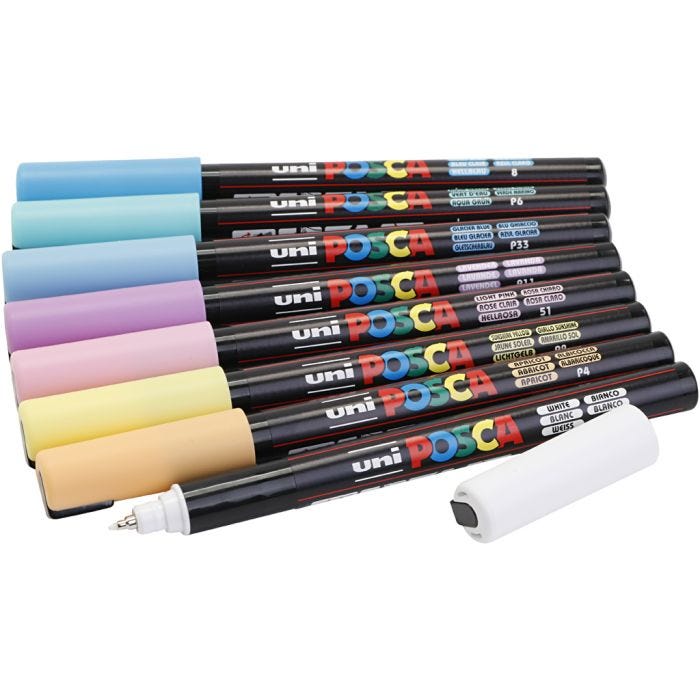 Posca Tusj, nr. PC-1MR, strek 0,7 mm, ass. farger, 8 ass./ 1 pk.