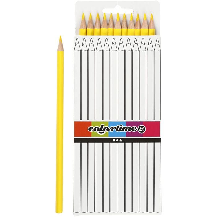 Colortime Fargeblyanter, L: 17 cm, mine 3 mm, gul, 12 stk./ 1 pk.
