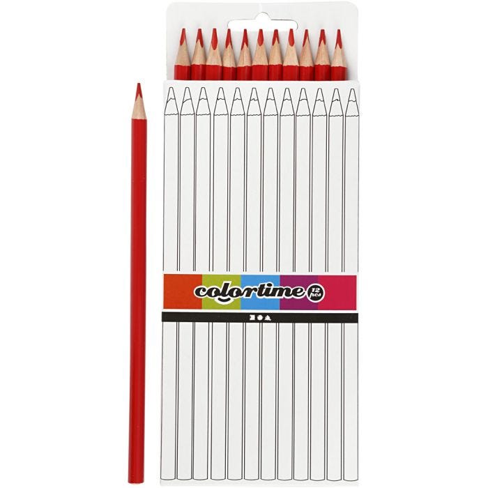 Colortime Fargeblyanter, L: 17 cm, mine 3 mm, rød, 12 stk./ 1 pk.