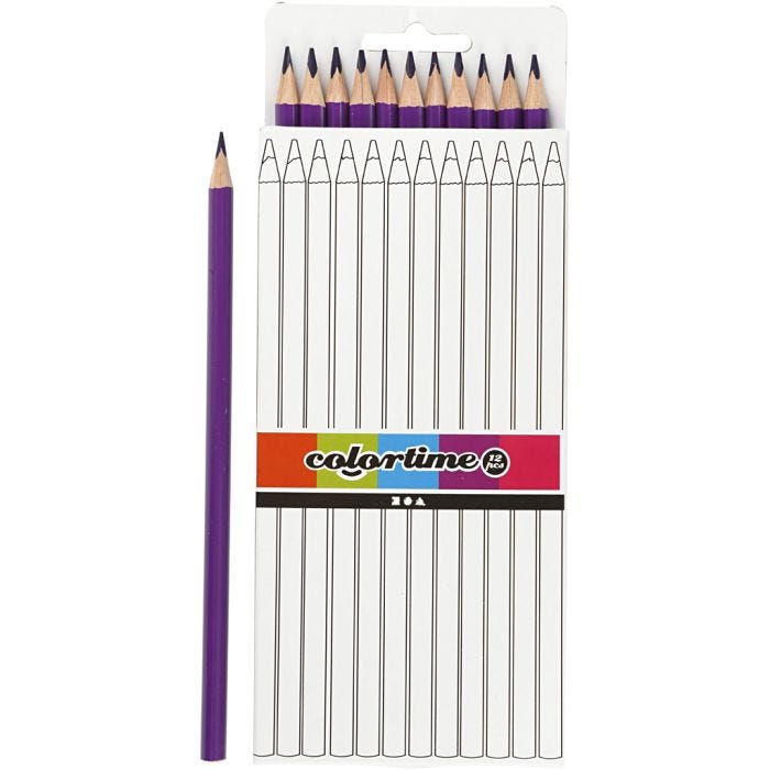 Colortime Fargeblyanter, L: 17 cm, mine 3 mm, lilla, 12 stk./ 1 pk.