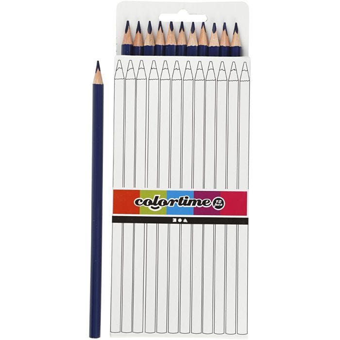 Colortime Fargeblyanter, L: 17 cm, mine 3 mm, mørk blå, 12 stk./ 1 pk.