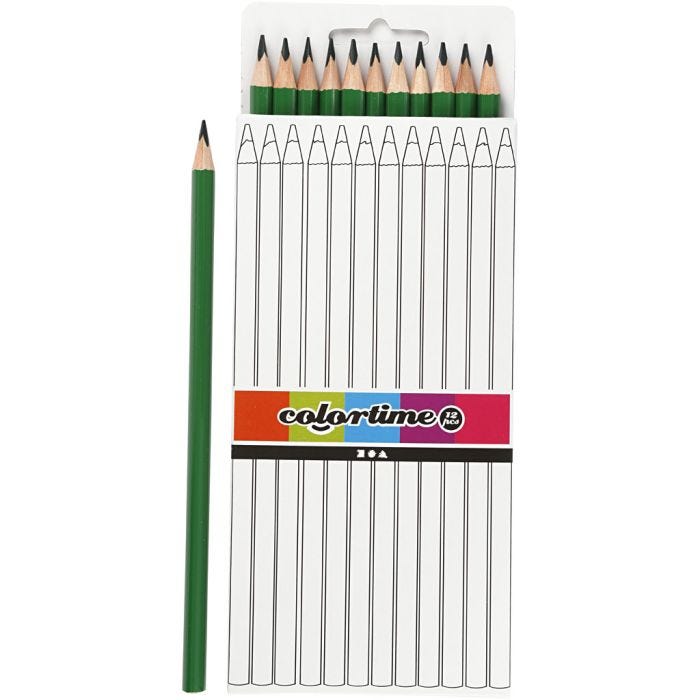 Colortime Fargeblyanter, L: 17 cm, mine 3 mm, grønn, 12 stk./ 1 pk.
