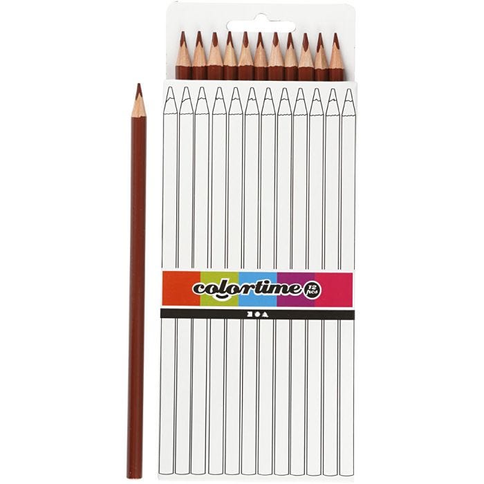 Colortime Fargeblyanter, L: 17 cm, mine 3 mm, brun, 12 stk./ 1 pk.