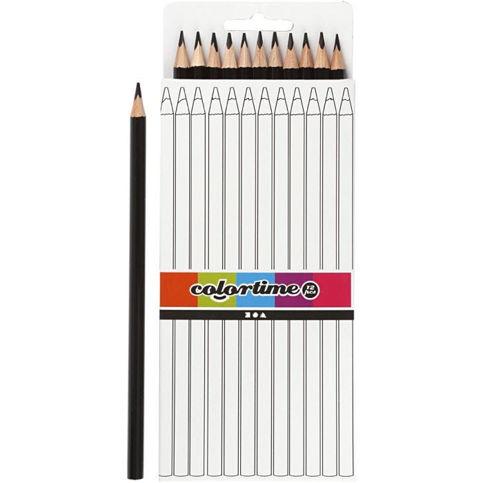 Colortime Fargeblyanter, L: 17 cm, mine 3 mm, svart, 12 stk./ 1 pk.