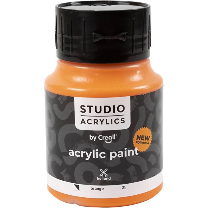 Creall Studio Akrylmaling, semi opaque, orange (09), 500 ml/ 1 fl.