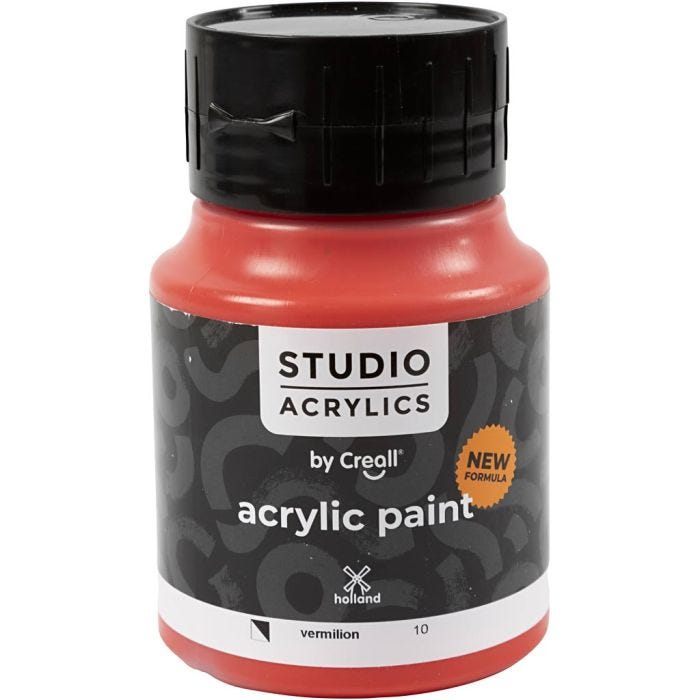 Creall Studio Akrylmaling, semi opaque, vermillion (10), 500 ml/ 1 fl.