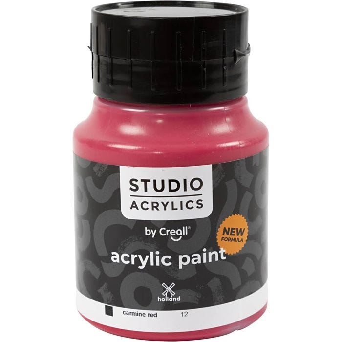 Creall Studio Akrylmaling, dekkende, carmine red (12), 500 ml/ 1 fl.