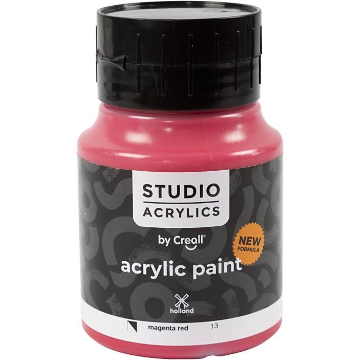 Creall Studio Akrylmaling, semi opaque, magenta red (13), 500 ml/ 1 fl.