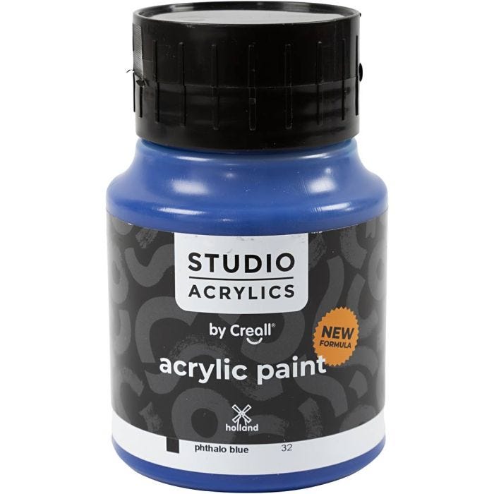 Creall Studio Akrylmaling, dekkende, phtalo blue (32), 500 ml/ 1 fl.