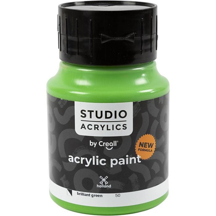 Creall Studio Akrylmaling, semi opaque, brilliant green (50), 500 ml/ 1 fl.