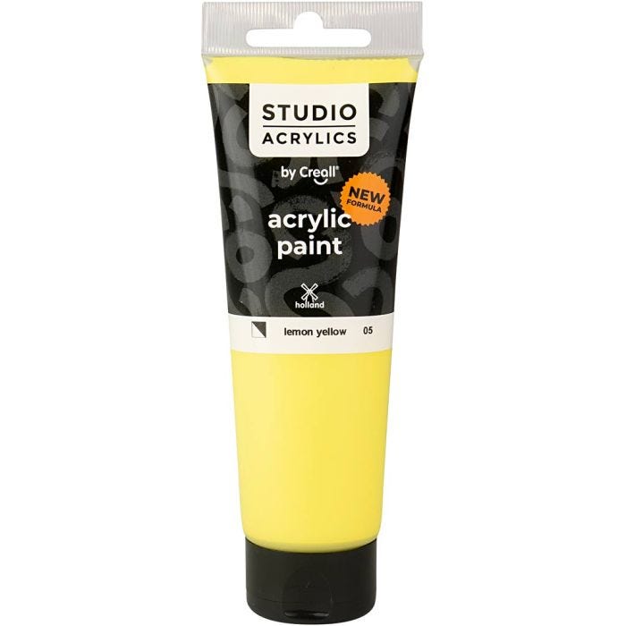 Creall Studio Akrylmaling, semi opaque, lemon yellow (05), 120 ml/ 1 fl.