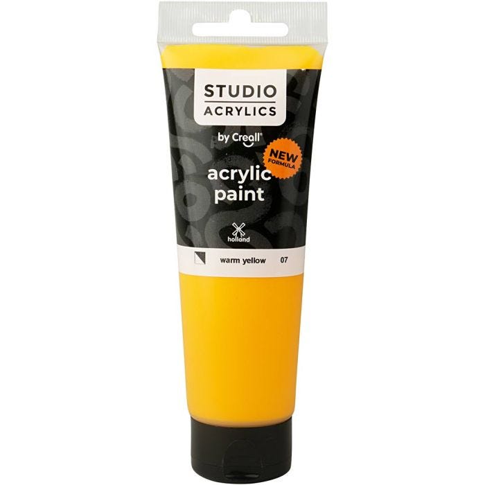 Creall Studio Akrylmaling, semi opaque, warm yellow (07), 120 ml/ 1 fl.