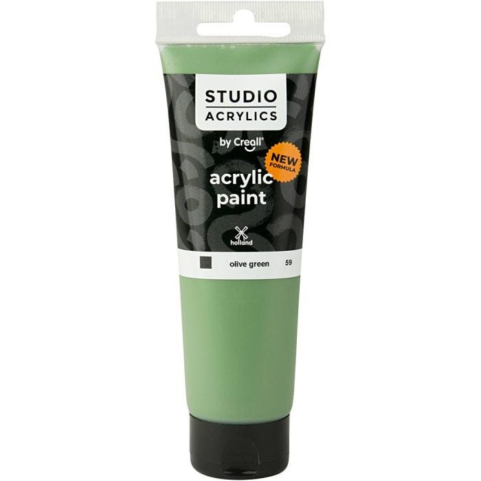 Creall Studio Akrylmaling, dekkende, olive green (59), 120 ml/ 1 fl.