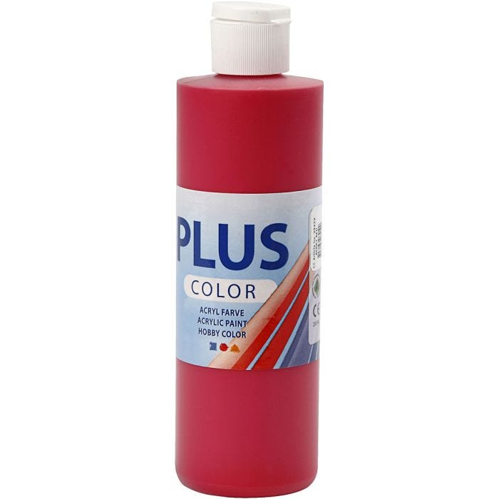 Plus Color Hobbymaling, bær rød, 250 ml/ 1 fl.