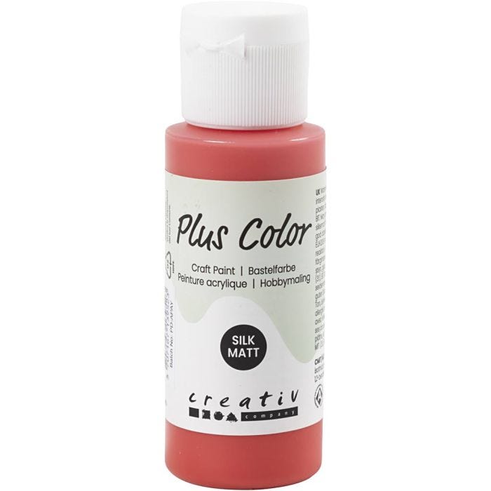 Plus Color Hobbymaling, mørkerød, 60 ml/ 1 fl.
