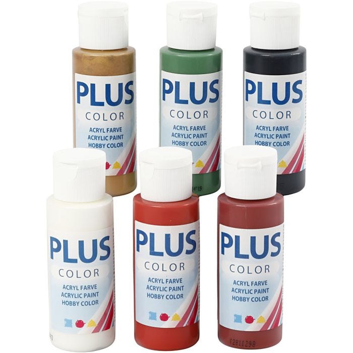 Plus Color Hobbymaling, julefarger, 6x60ml/ 1 pk.