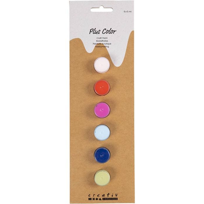 Plus Color Hobbymaling, sterke farger, 6x5 ml/ 1 pk.