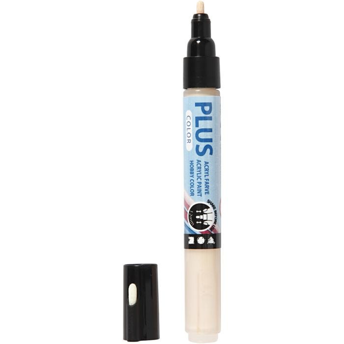 Plus Color Tusj, L: 14,5 cm, strek 1-2 mm, lys pulver, 5,5 ml, 1 stk.