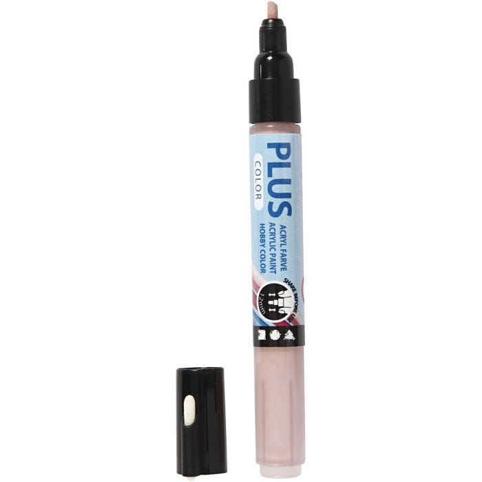 Plus Color Tusj, L: 14,5 cm, strek 1-2 mm, støvete rosa, 5,5 ml, 1 stk.
