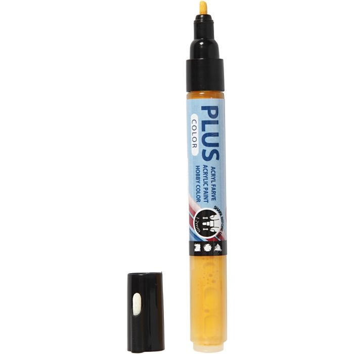 Plus Color Tusj, L: 14,5 cm, strek 1-2 mm, solgul, 5,5 ml, 1 stk.
