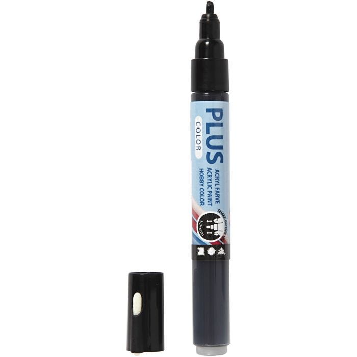 Plus Color Tusj, L: 14,5 cm, strek 1-2 mm, svart, 5,5 ml, 1 stk.