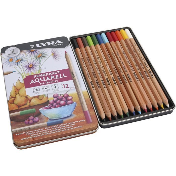 Lyra Rembrandt akvarell fargeblyanter, ass. farger, 12 stk./ 1 pk.