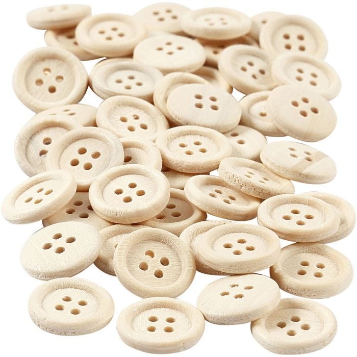 Treknapper, dia. 15 mm, 4 hull, 50 stk./ 1 pk.