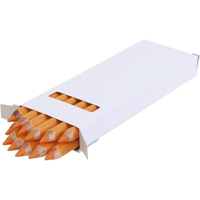 edu Kraftige Fargeblyanter, tykkelse 10 mm, mine 6,25 mm, orange, 12 stk./ 1 pk.
