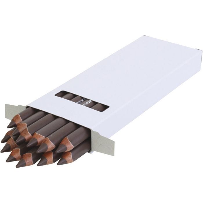 edu Kraftige Fargeblyanter, tykkelse 10 mm, mine 6,25 mm, mørk brun, 12 stk./ 1 pk.