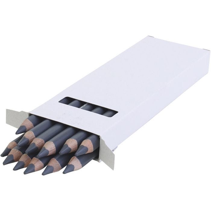 edu Kraftige Fargeblyanter, tykkelse 10 mm, mine 6,25 mm, grå, 12 stk./ 1 pk.