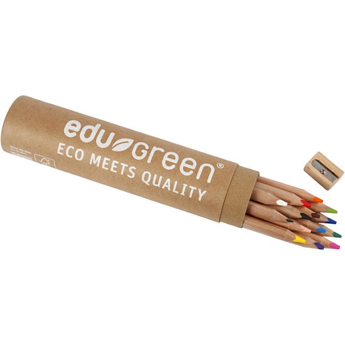Edugreen Kraftige Fargeblyanter, mine 5 mm, ass. farger, 12 stk./ 1 pk.