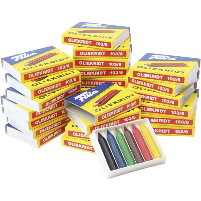 Oljekritt, ass. farger, 25x6 stk./ 1 pk.