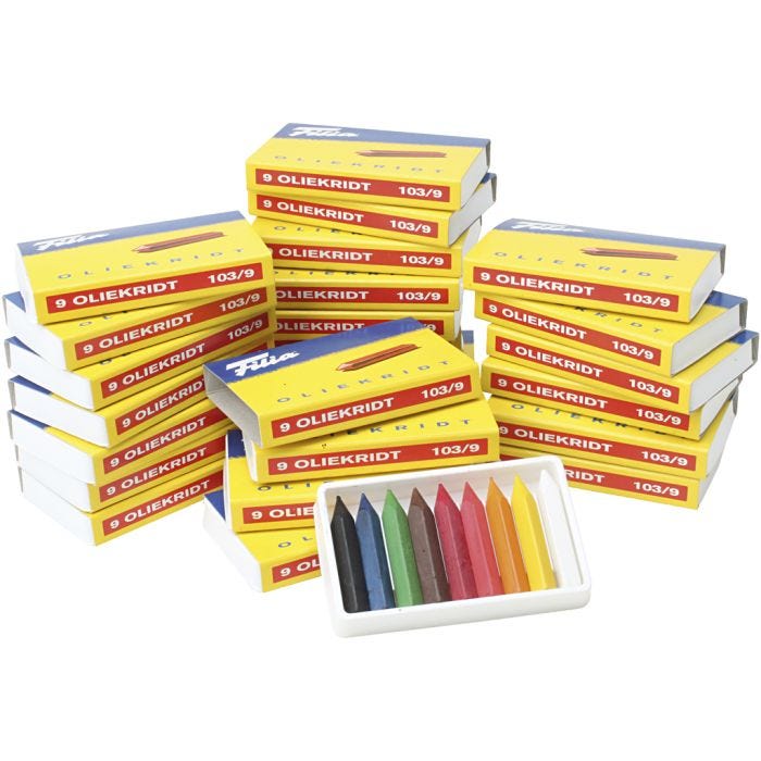 Oljekritt, ass. farger, 25x9 stk./ 1 pk.