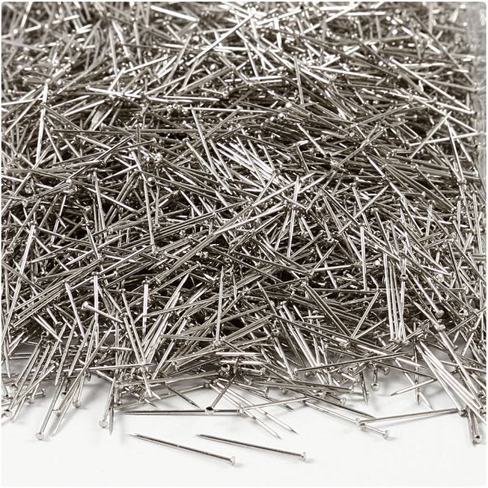 Knappenåler, L: 18 mm, tykkelse 0,6 mm, sølv, 500 g/ 1 pk.