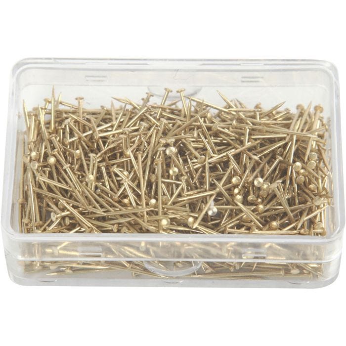 Knappenåler, L: 16 mm, tykkelse 0,65 mm, gull, 35 g/ 1 pk.